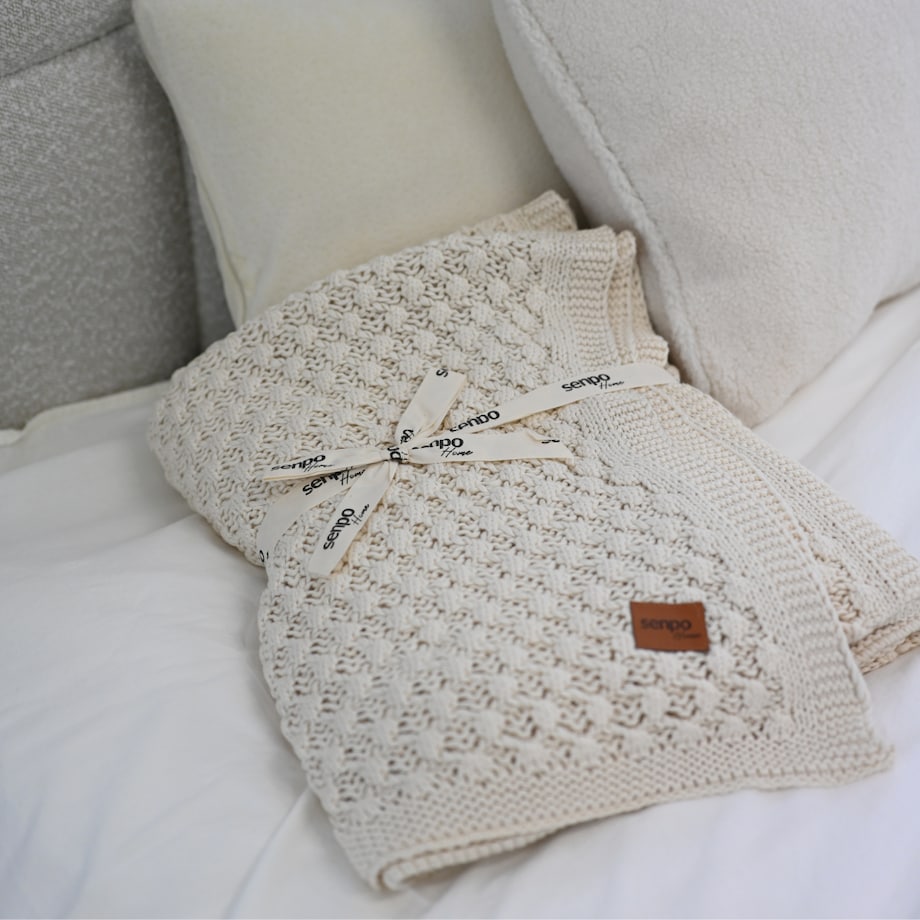 Koc dzianinowy Senpo Beżowy