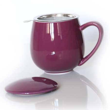 Kubek z zaparzaczem i pokrywką purpurowy - idealny zestaw do przygotowania herbaty, perfekcyjny podarunek prezent dla mamy, taty, babci, dziadka