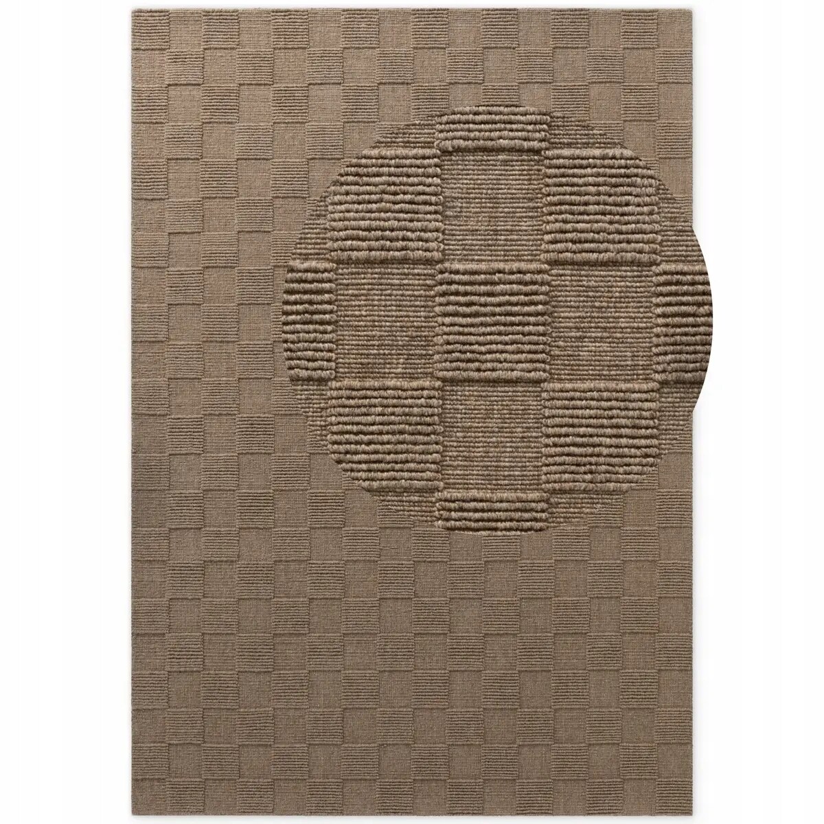 Chodnik wełniany 80x200cm, brązowy ręcznie tkany, jednokolorowy