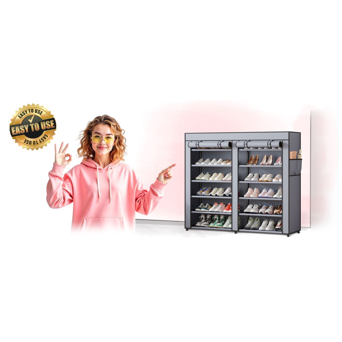 Szafka regał na buty tekstylna materiałowa 12 półek Massido