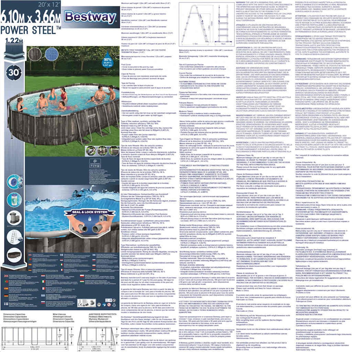 Bestway Basen Power Steel z akcesoriami, owalny, 488x305x107 cm