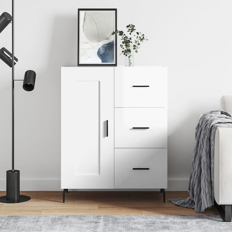 vidaXL Szafka, biała, połysk, 69,5x34x90 cm, materiał drewnopochodny