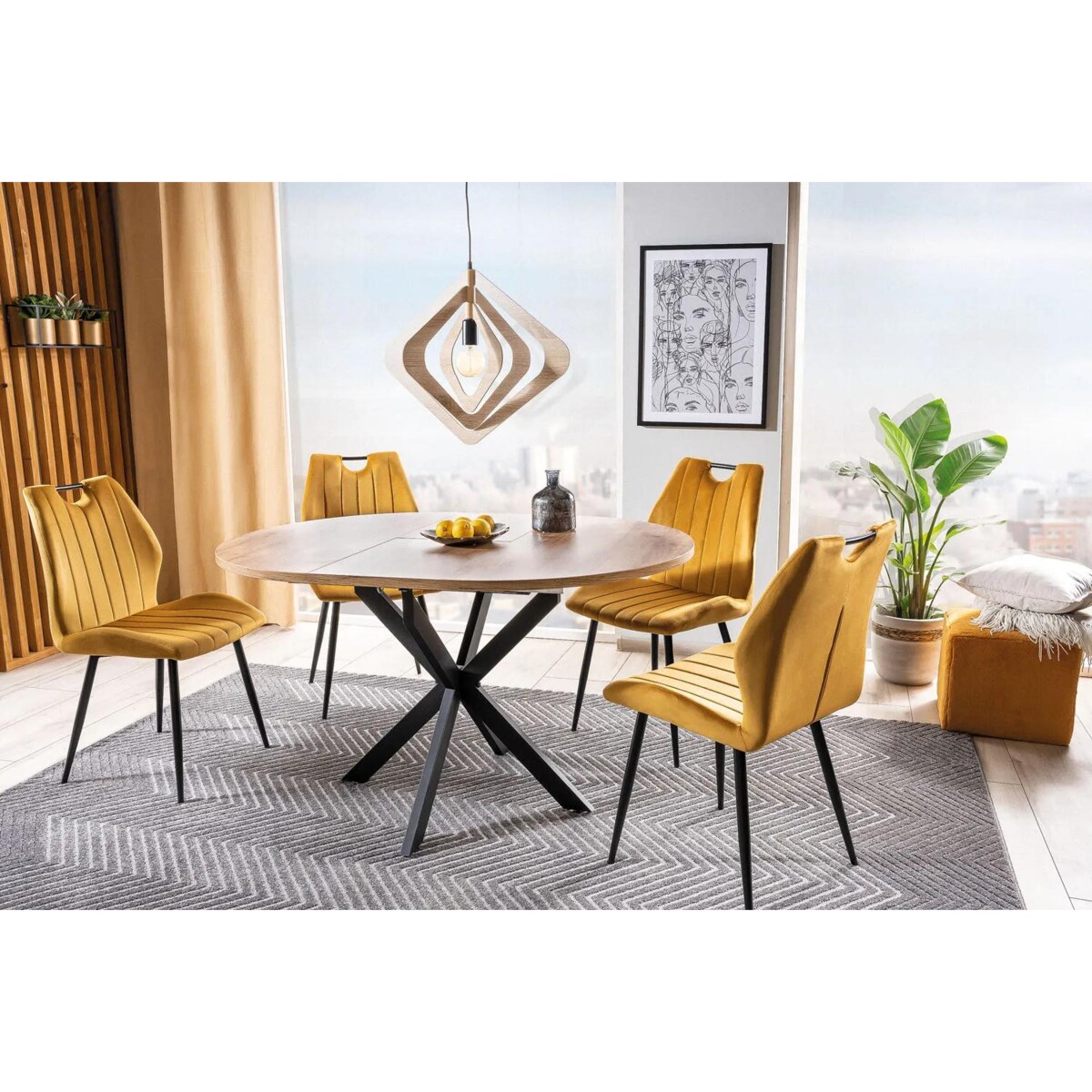 Stół rozkładany GASTON 100(135)x100 dąb artisan/czarny mat