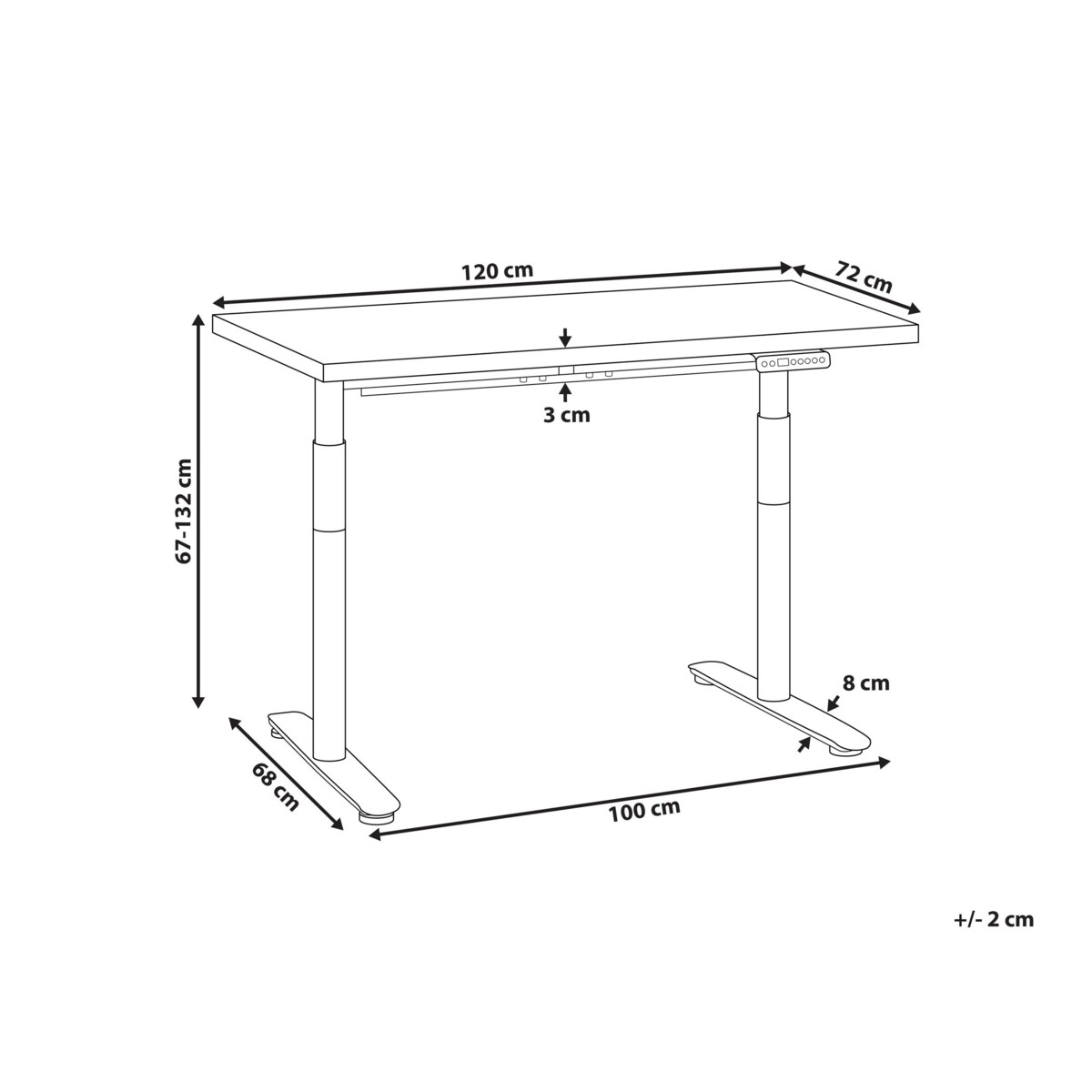 Biurko regulowane Elektryczny 120 x 72 cm Jasnoszary DESTINAS Różne rozmiary