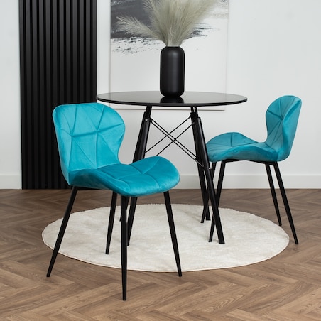 Krzesło tapicerowane welurowe pikowane turkusowe do salonu jadalni