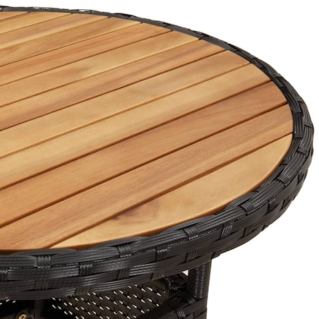 vidaXL Stolik ogrodowy, Ø60x75 cm, akacja i rattan PE, czarny