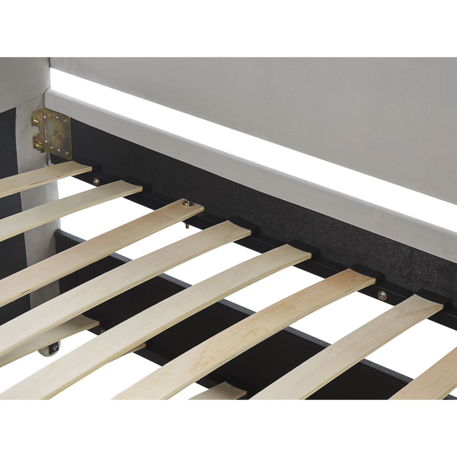 Łóżko wysuwane Welur TROYES 90 x 200 cm Jasnoszary