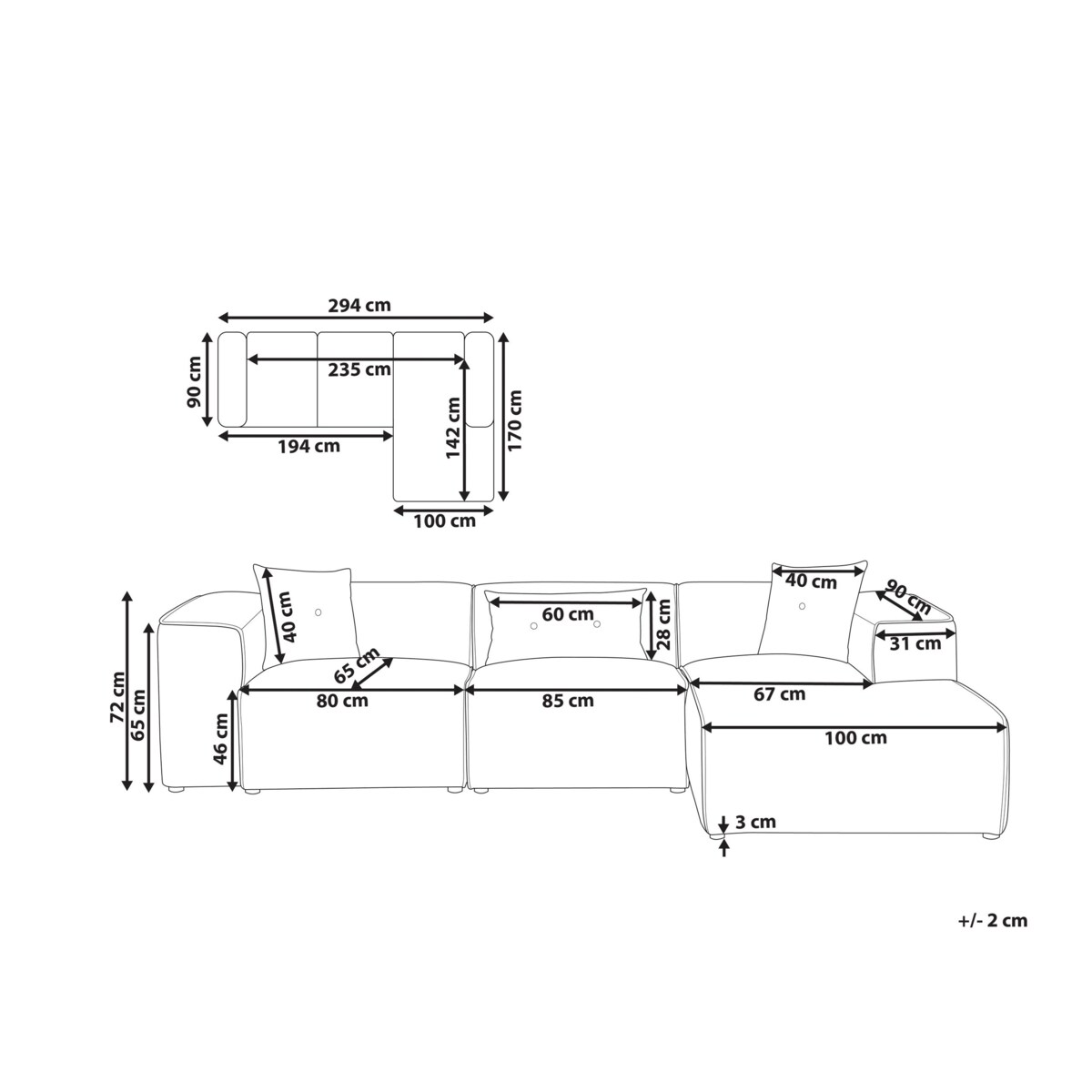 Narożnik lewostronny jasnoszary DOLVA