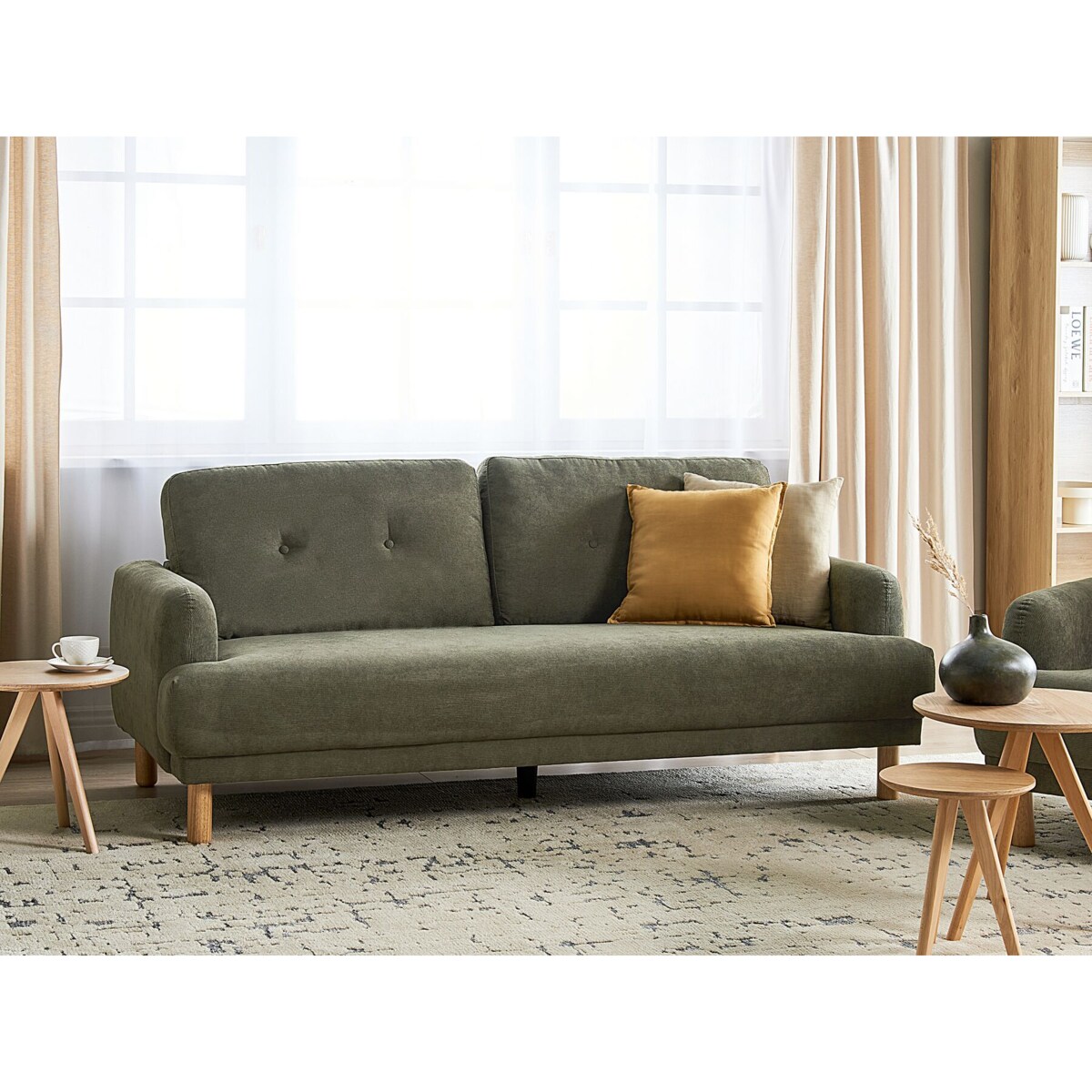 Sofa 3-osobowa sztruksowa ciemnozielona TUVE