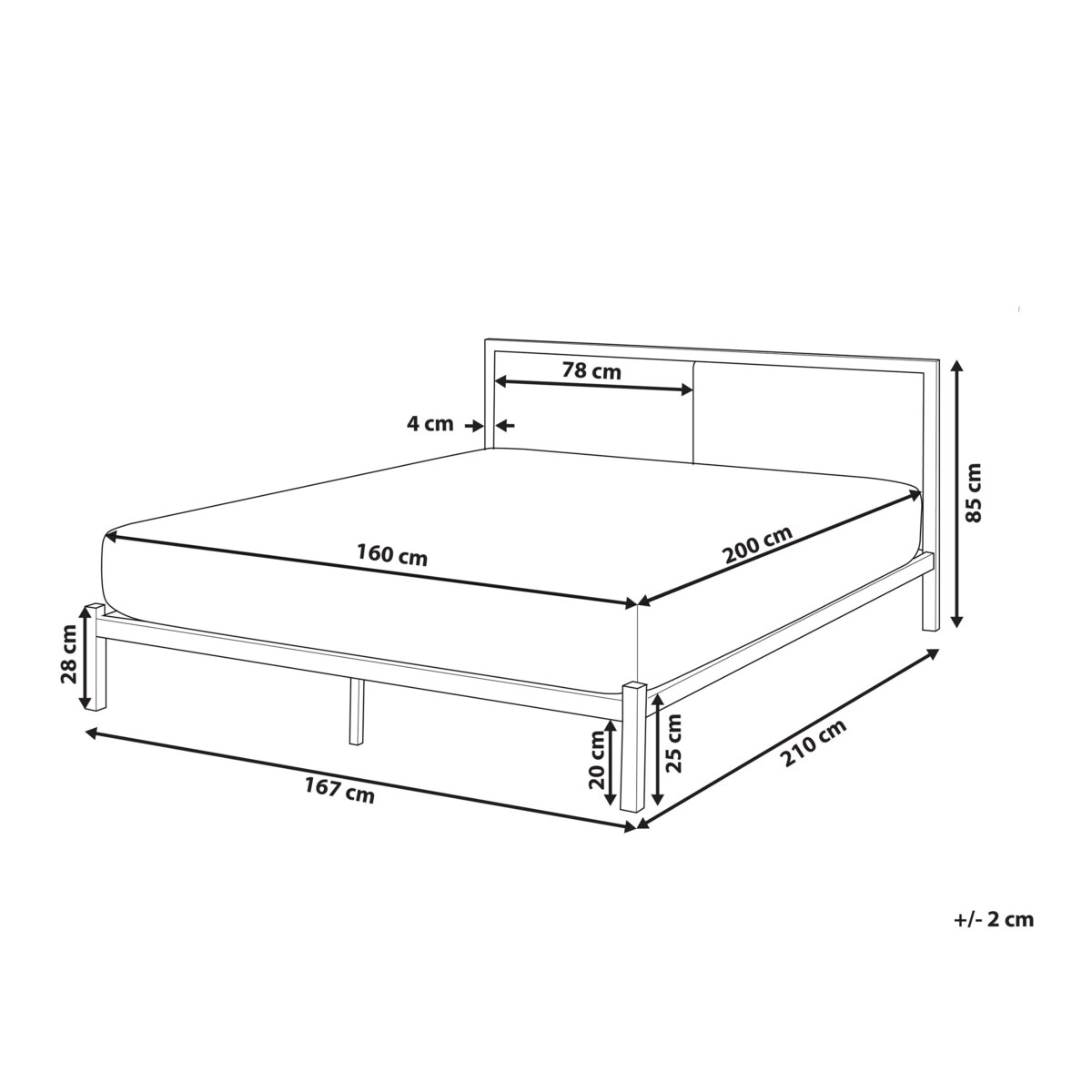 Łóżko metalowe 160 x 200 cm czarne CLAMART