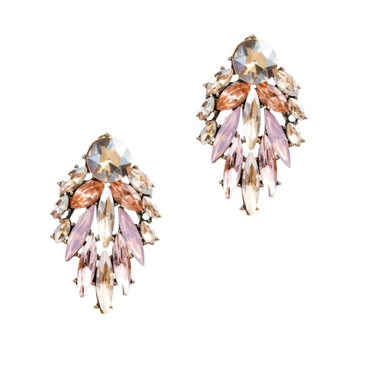 Kolczyki przy uchu krótkie 4,50cm cyrkonie szampańskie eleganckie złote