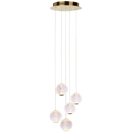 Wisząca LAMPA kaskada ROSARIO PND-12220121-5A-GD Italux szklana OPRAWA zwis LED 21W 3000K glamour przezroczysty