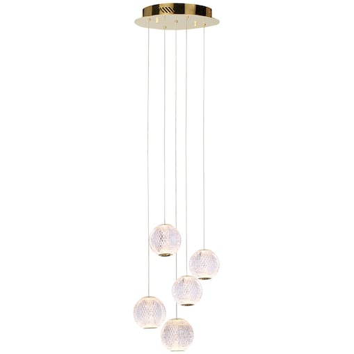 Wisząca LAMPA kaskada ROSARIO PND-12220121-5A-GD Italux szklana OPRAWA zwis LED 21W 3000K glamour przezroczysty