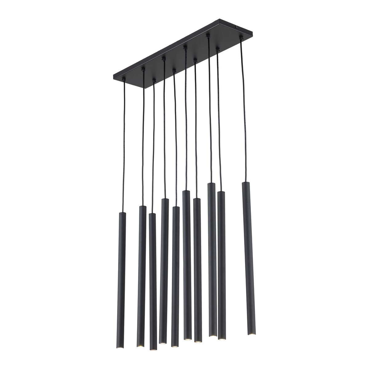 Lampa Wisząca Tk Lighting Ferro Na Listwie Czarna Ryflowana Metalowa Tuba Sopel Rurka 10X G9
