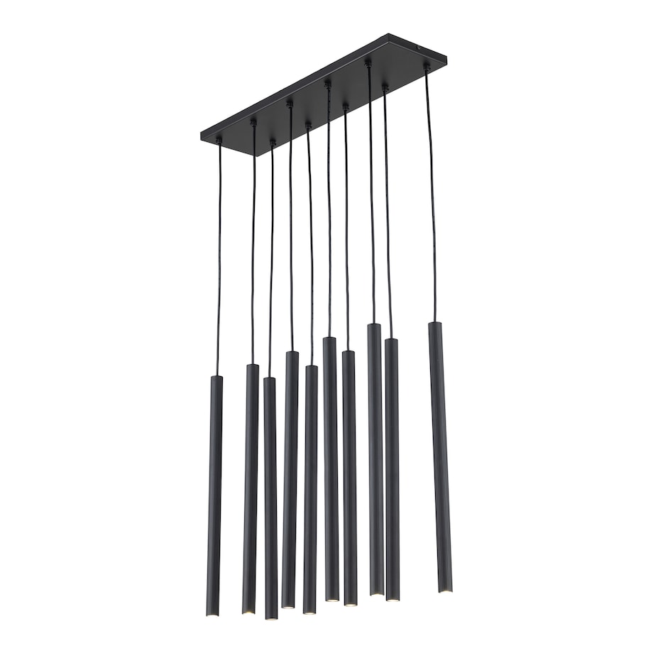 Lampa Wisząca Tk Lighting Ferro Na Listwie Czarna Ryflowana Metalowa Tuba Sopel Rurka 10X G9
