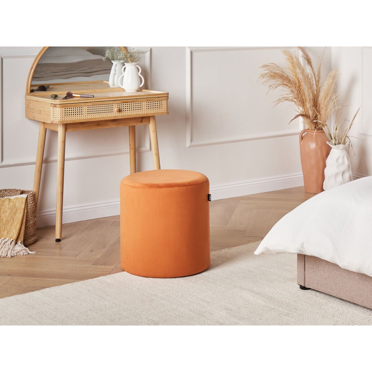 Puf LOVETT Welur Pomarańczowy 47 cm 47 cm 46 cm