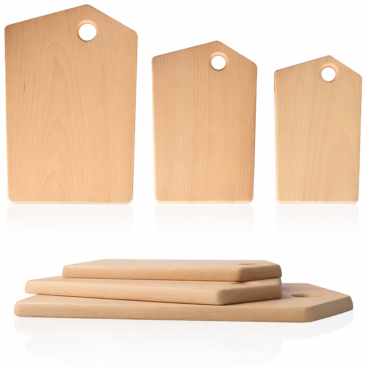 Deski Drewniane Kuchenne Do Krojenia Serwowania Zestaw 3 Szt Naturalne Drewno