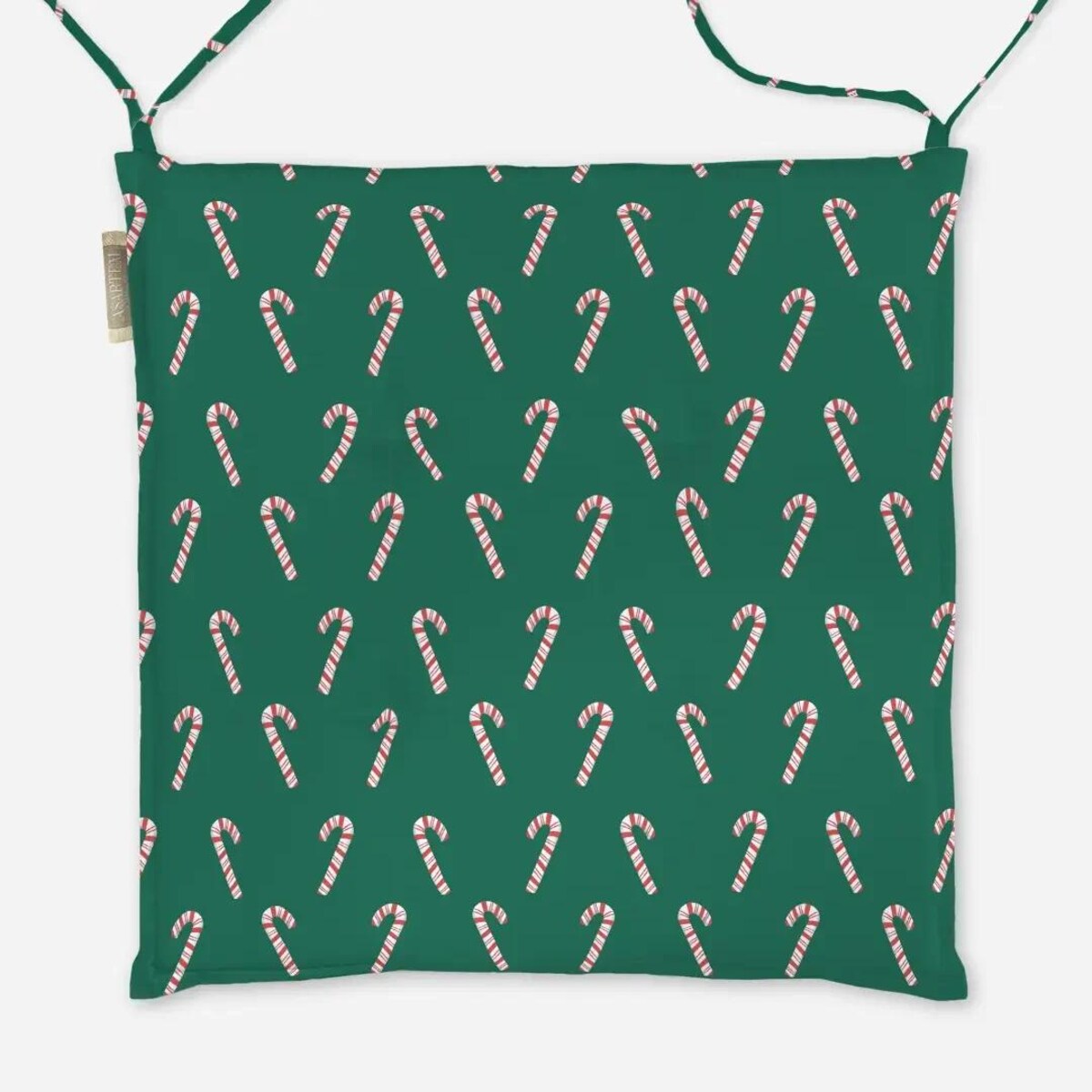 Poduszka świąteczna na krzesło - Laski świąteczne - zieleń