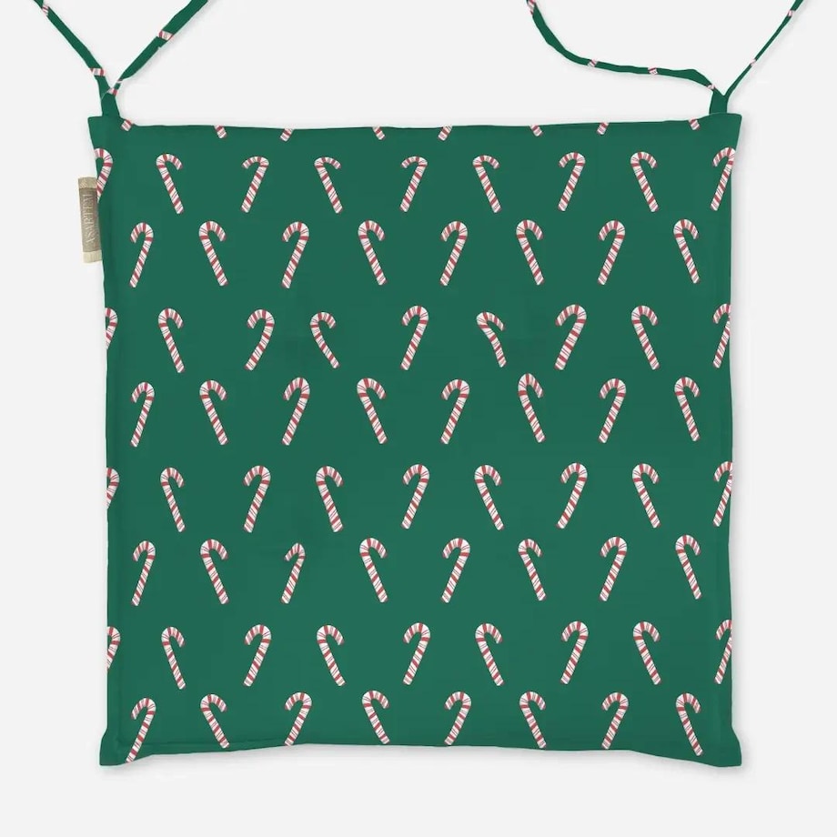 Poduszka świąteczna na krzesło - Laski świąteczne - zieleń