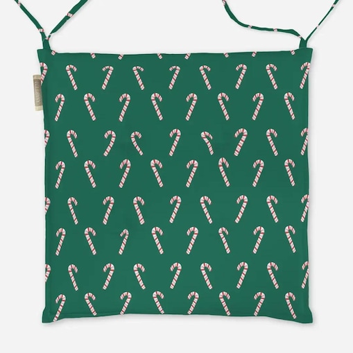 Poduszka świąteczna na krzesło - Laski świąteczne - zieleń