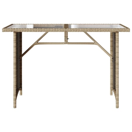 vidaXL Stół ogrodowy ze szklanym blatem, beż, 110x68x70 cm, polirattan