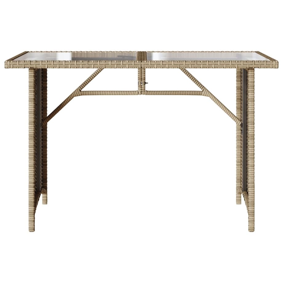 vidaXL Stół ogrodowy ze szklanym blatem, beż, 110x68x70 cm, polirattan