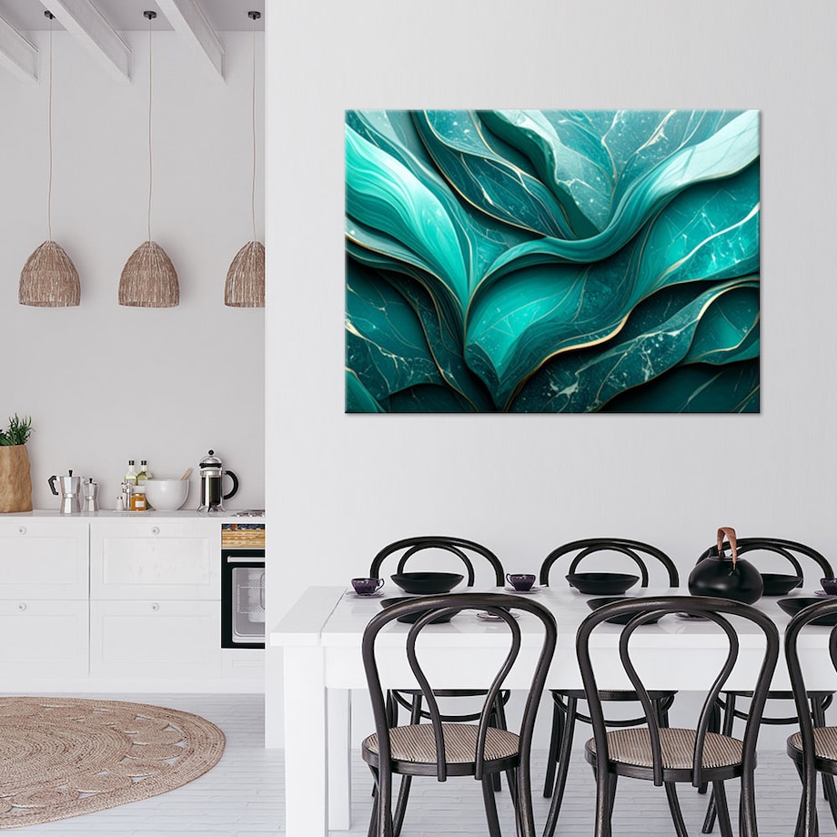 Obraz do sypialni salonu kuchni, Marmur Turkusowa Abstrakcja 100x70
