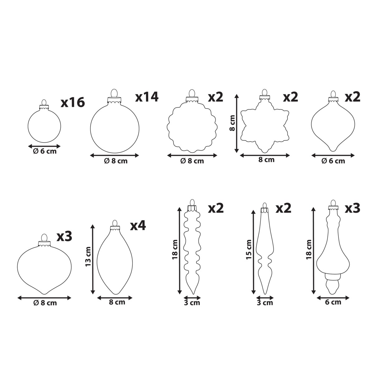 Zestaw 50 bombek SPARKLE Szkło Czerwony/ złoty