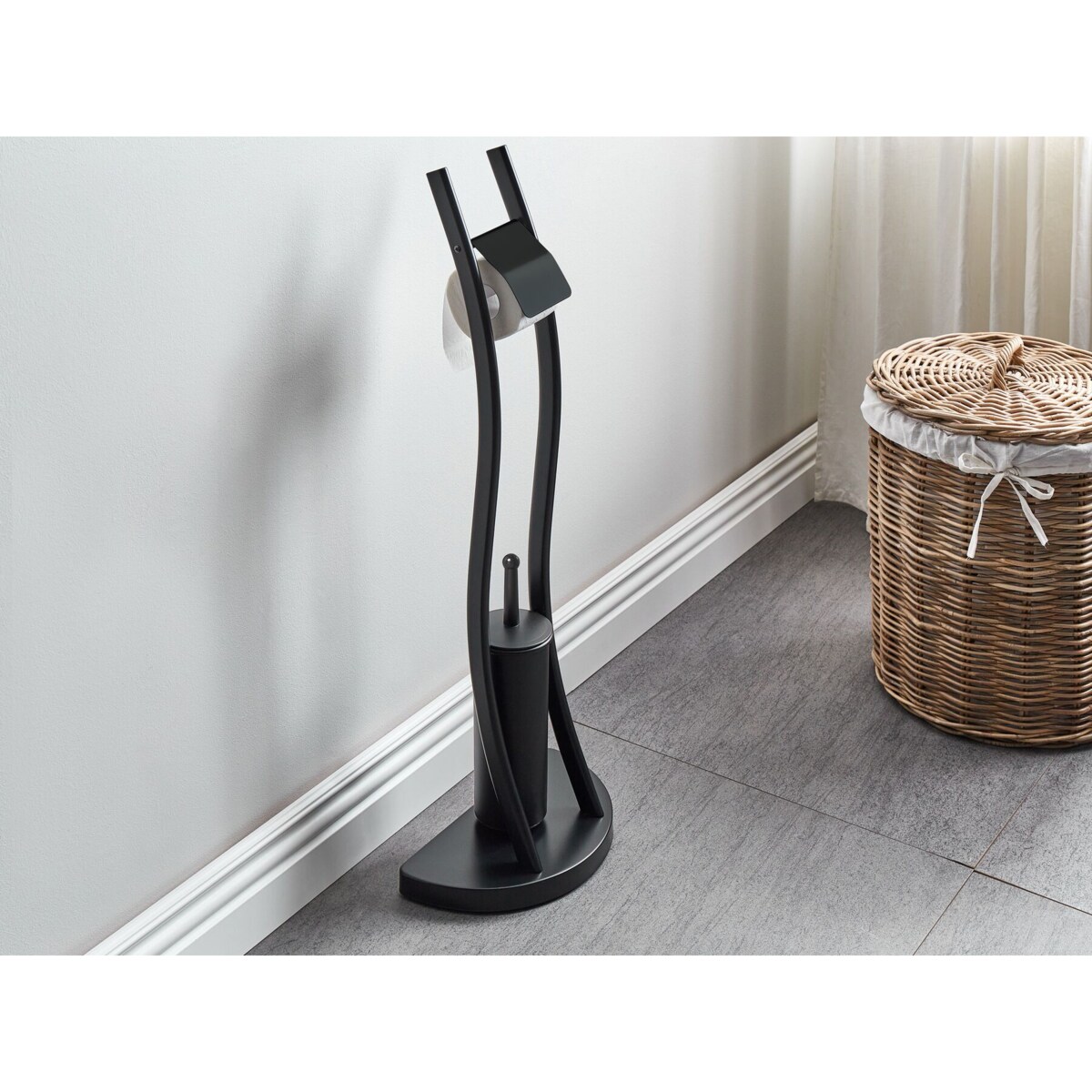 Stojak na papier i szczotkę toaletową czarny SOACHA