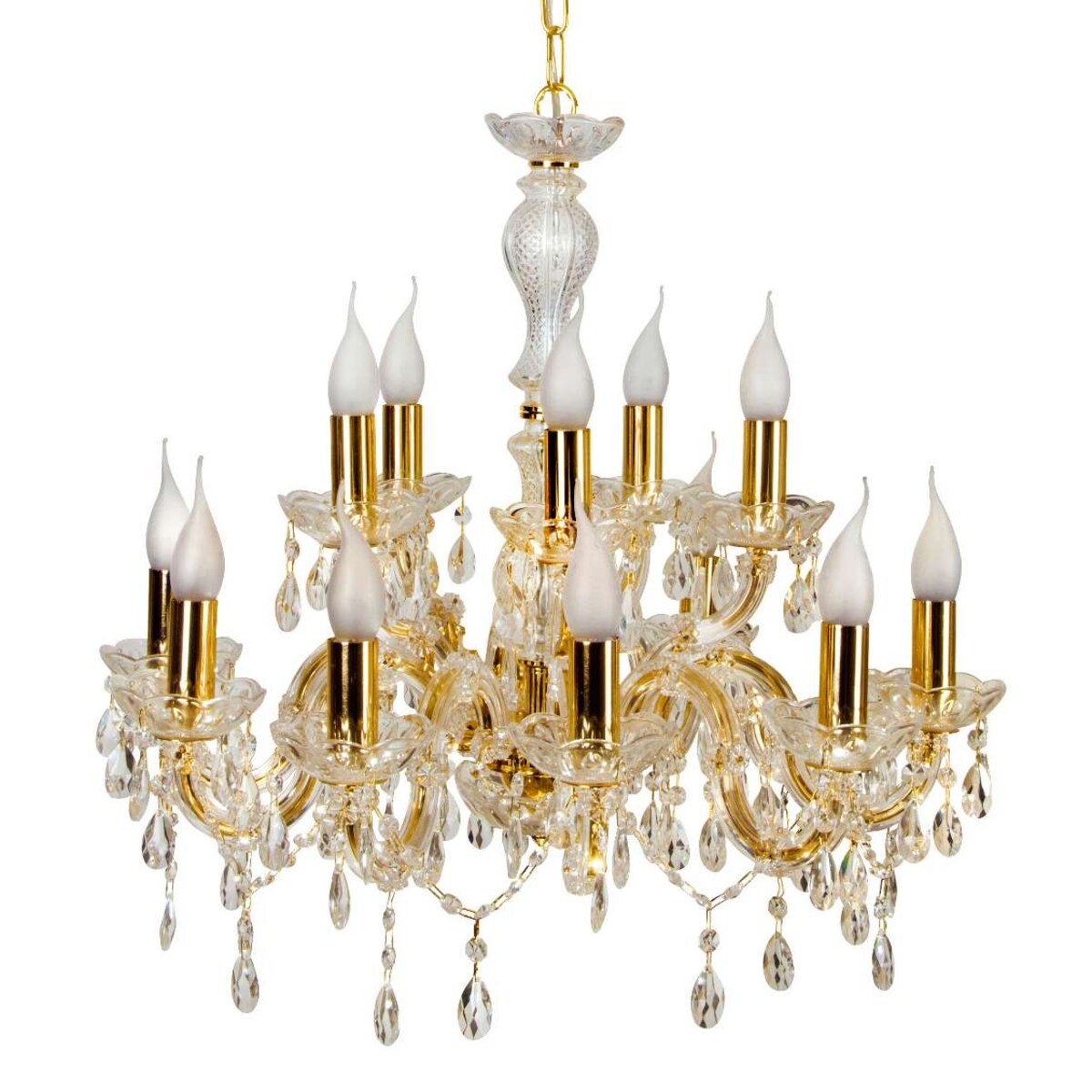 Pałacowa LAMPA wisząca MARIA TERESA 30-94608 Candellux metalowa OPRAWA świecznikowy ZWIS kandelabr kryształki złote