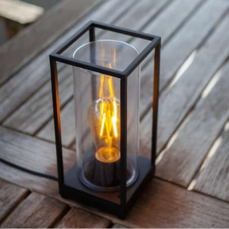 Stołowa LAMPA zewnętrzna FLAIR 6588801012 Lutec ogrodowa OPRAWA metalowa klatka outdoor IP44 czarna przezroczysta