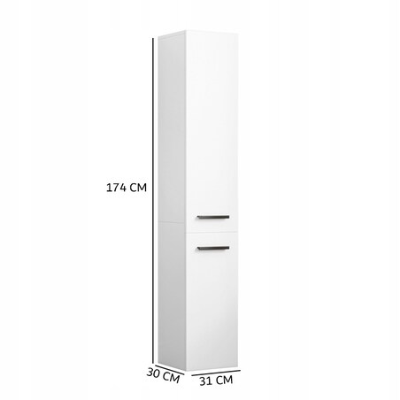Regał szafka biała nowoczesna stojąca słupek wysoki loft 2-drzwiowy 174 cm