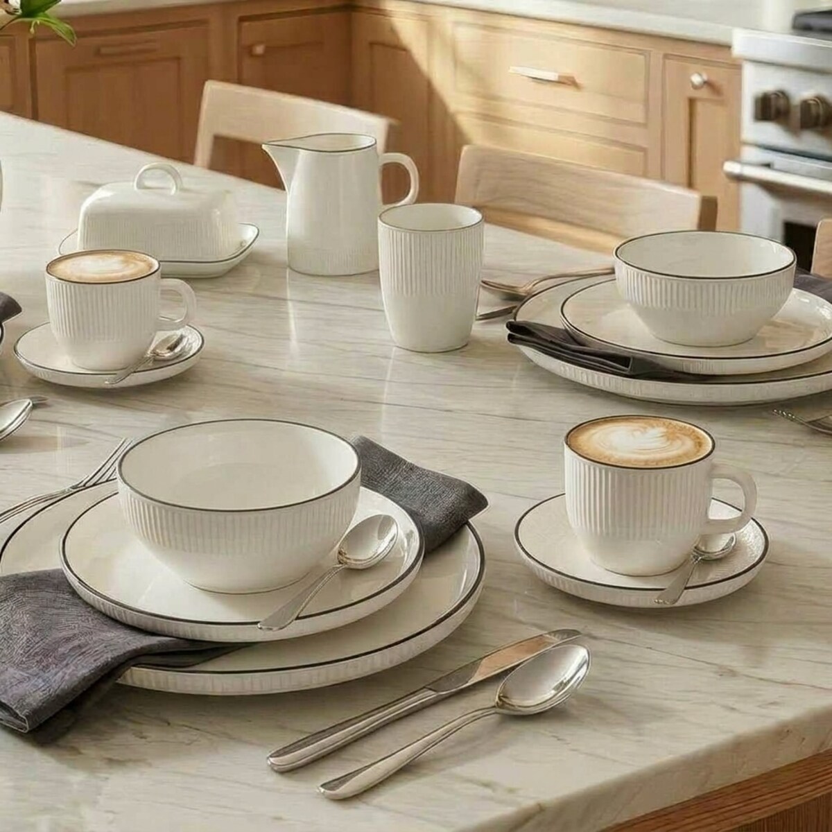VILLA ITALIA Filiżanka do kawy porcelanowa 210 ml ze spodkiem STELLA