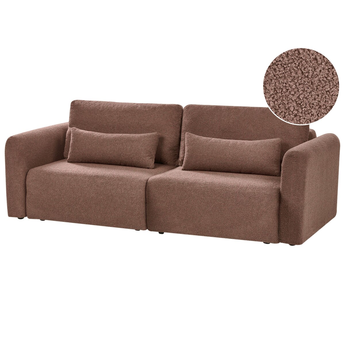 Sofa rozkładana dla 3 osób VAXHOLM Boucle Brązowy ze schowkiem