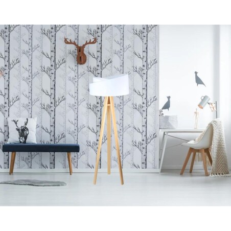 Lampa stojąca GEMSTONE biała/sosna