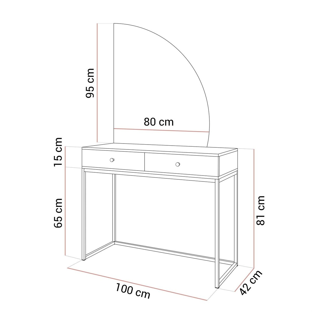 Toaletka kosmetyczna QUINNIE KASZMIR z lustrem LED złoty chrom, prawa, uchwyt biały kryształ