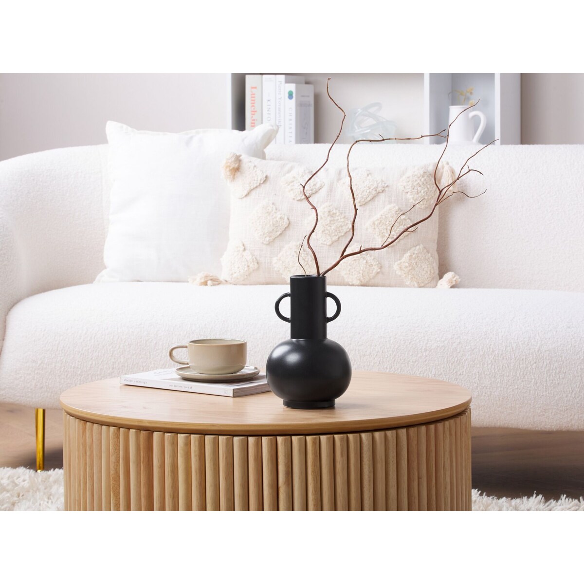 Wazon na kwiaty ceramiczny czarny PEREA