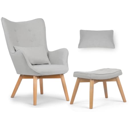 Fotel USZAK z podnóżkiem i poduszką Sofotel szary