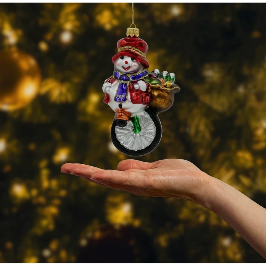 Bombka choinkowa: Bałwan na monocyklu