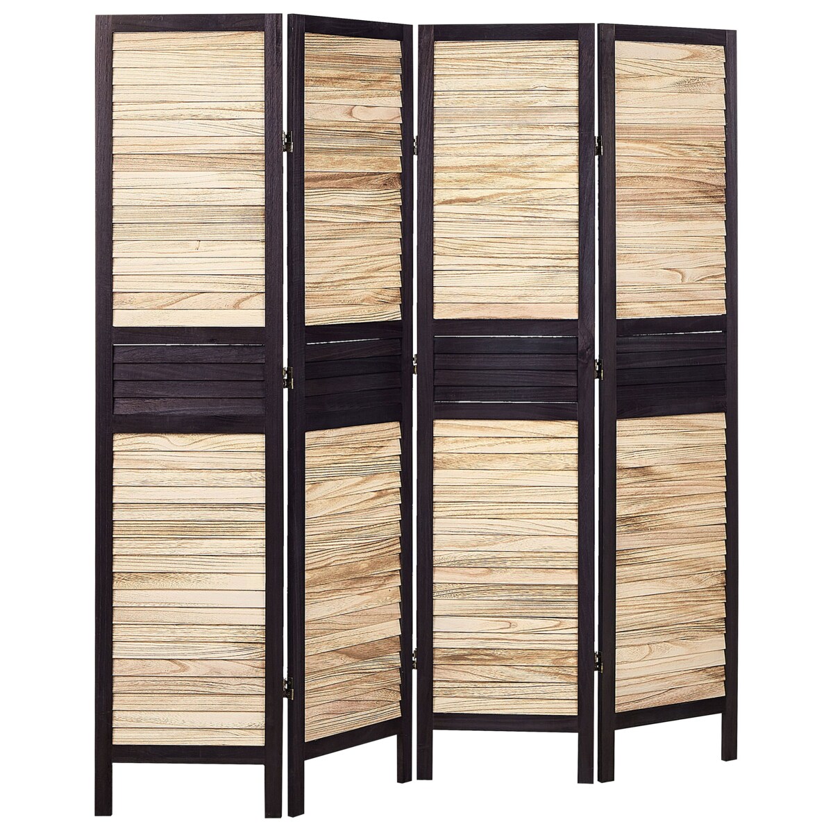 4-panelowy składany parawan pokojowy drewniany 170 x 164 cm jasne drewno BRENNERBAD