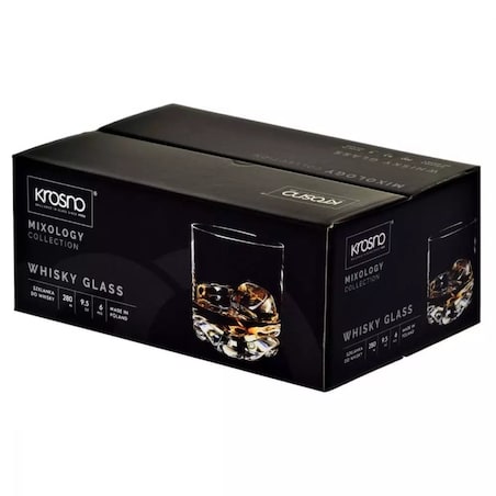 Szklanki do Whisky Niskie Zestaw 6 sztuk Krosno 280 ml z Falowanym Dnem
