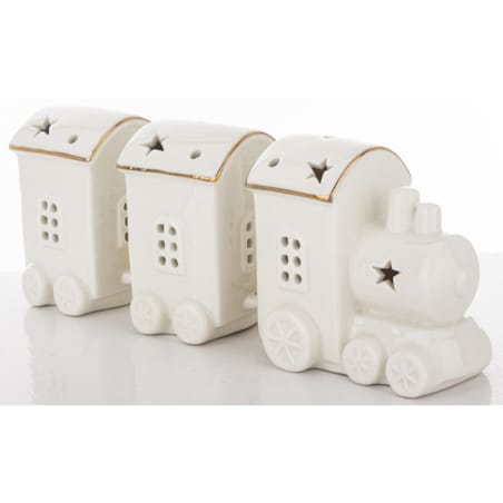 Dekoracja - ceramiczny pociąg LED 9x24x6 cm WHITE