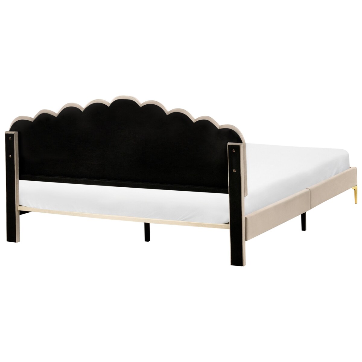 Łóżko Welur SAUVIAN 180 x 200 cm Beżowoszary