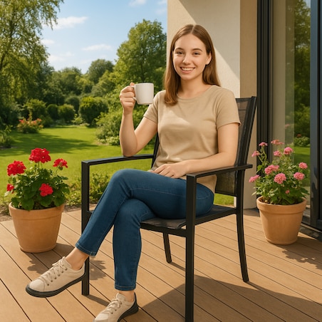 2 X Krzesło Ogorodowe Balkonowe Balkon Taras Komplet Zestaw Stal Nowoczesne