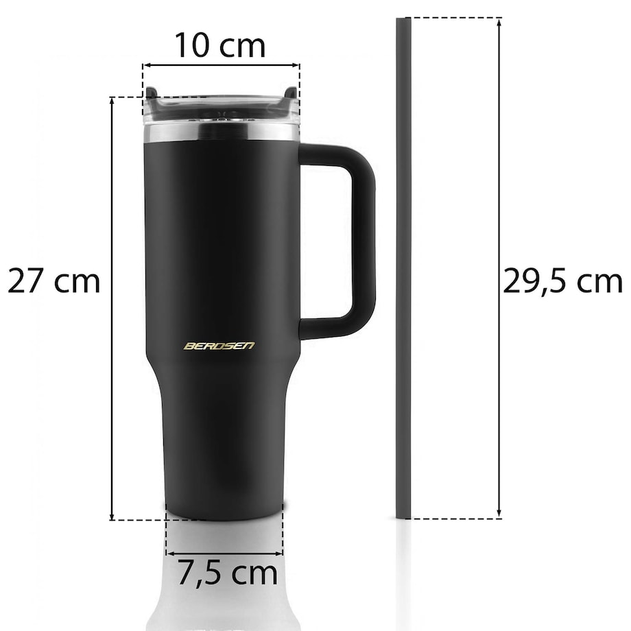 Kubek termiczny Berdsen termos ze słomką 1180ml stal nierdzewna na kawę herbatę