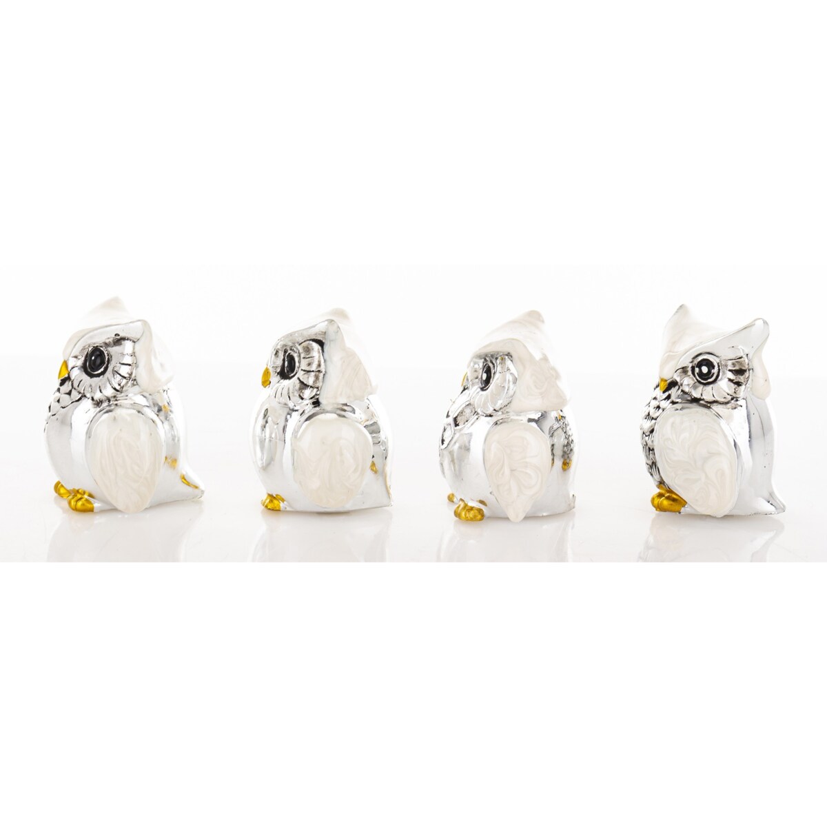 Dekoracja - figurki sówki 4 szt. 3,5x3x2,5 cm OWLS
