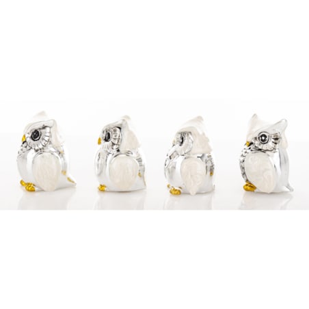 Dekoracja - figurki sówki 4 szt. 3,5x3x2,5 cm OWLS