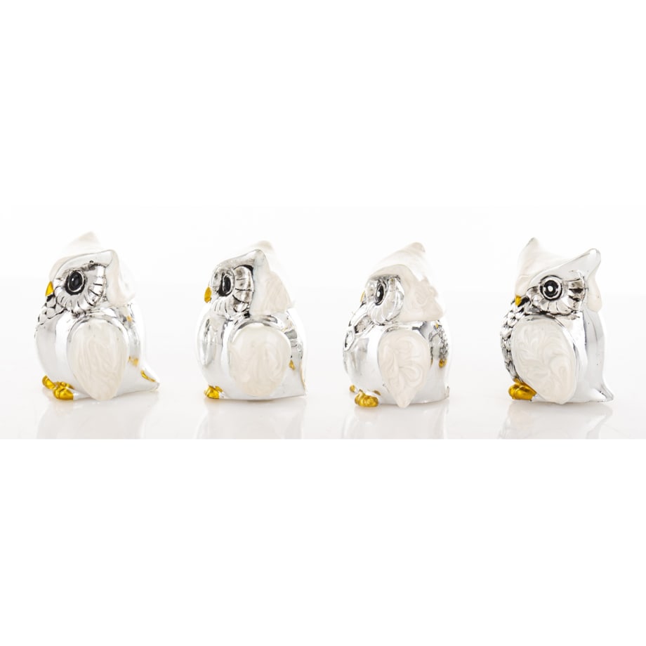 Dekoracja - figurki sówki 4 szt. 3,5x3x2,5 cm OWLS