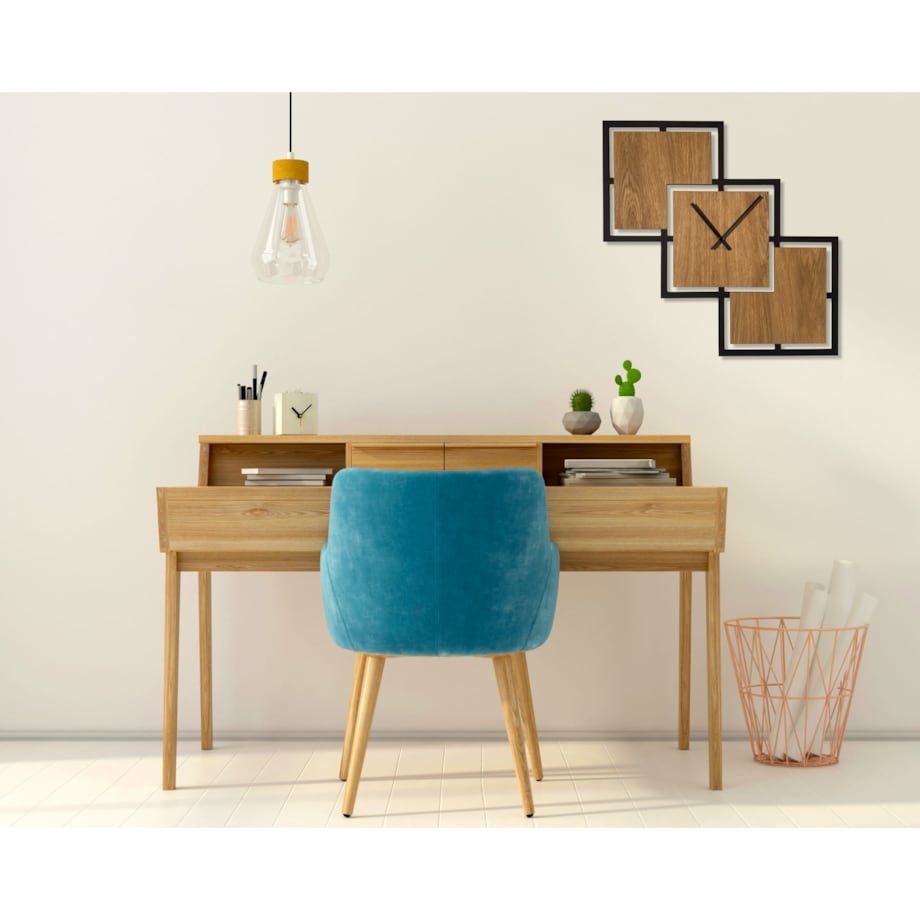 Zegar ścienny Triple 58cm czarny drewniany