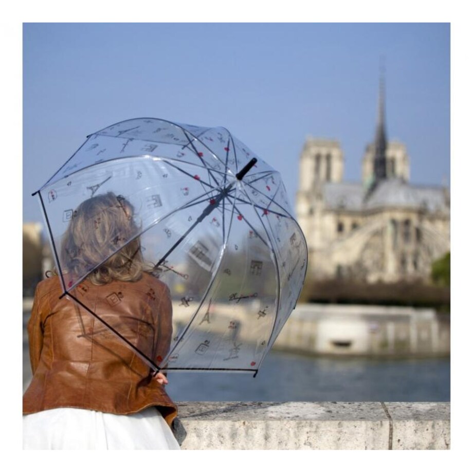 Długi parasol przezroczysty kopuła, Paris a la main